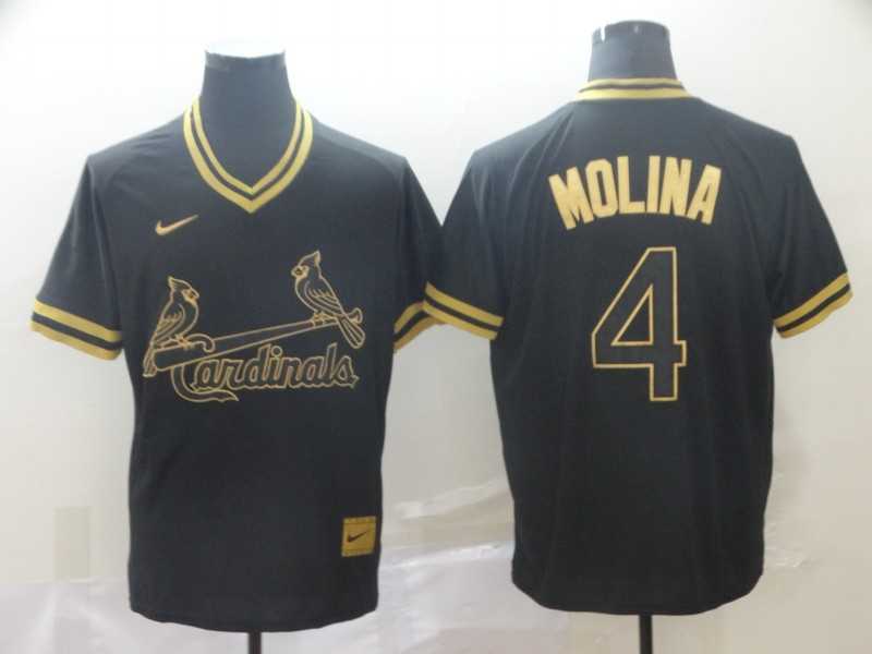 Cardinals 4 Yadier Molina Black Gold Nike Cooperstown Collection Legend V Neck Jersey (1),We sell and wholesale Cardinals 4 Yadier Molina Black Gold Nike Cooperstown Collection Legend V Neck Jersey (1) on line form chian!